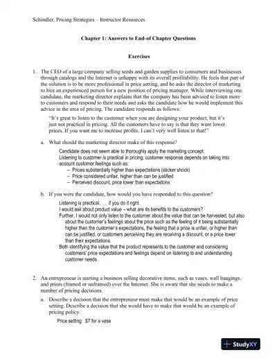 Solution Manual for Pricing Strategies: A Marketing Approach, 1st Edition - Page 1 preview image