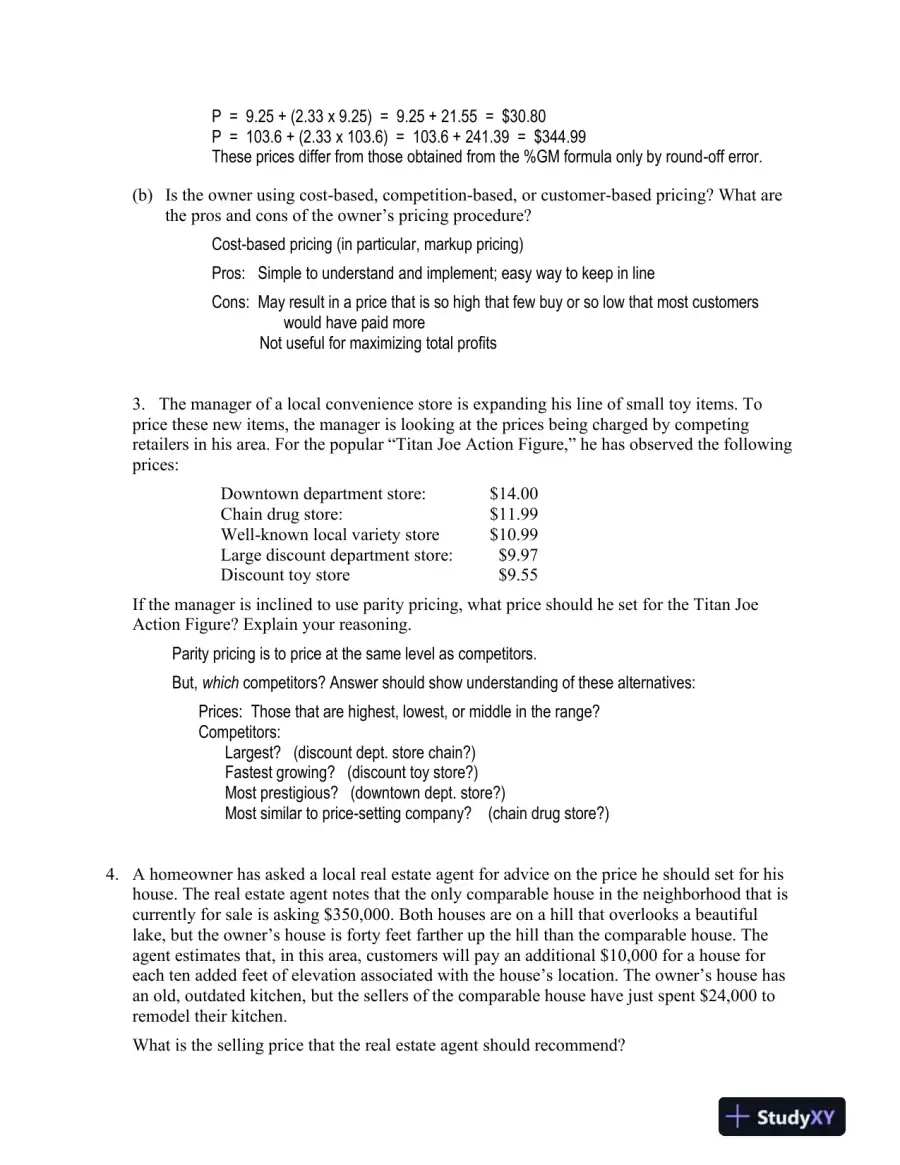 Solution Manual for Pricing Strategies: A Marketing Approach, 1st Edition, page 10