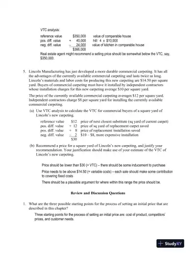 Solution Manual for Pricing Strategies: A Marketing Approach, 1st Edition - Page 11 preview image