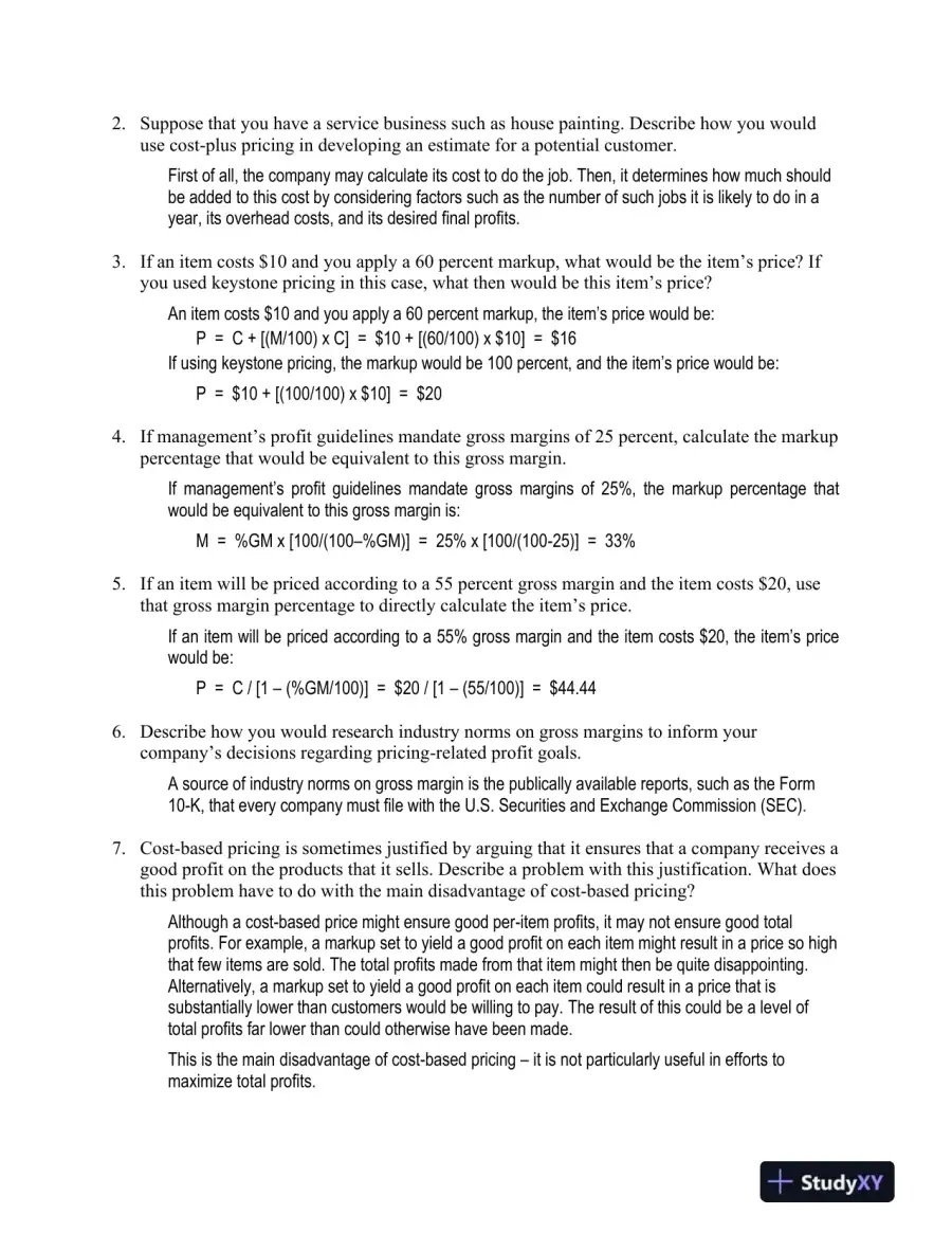 Solution Manual for Pricing Strategies: A Marketing Approach, 1st Edition, page 12