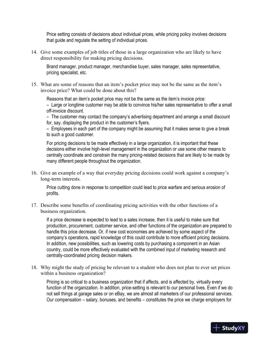 Solution Manual for Pricing Strategies: A Marketing Approach, 1st Edition, page 7
