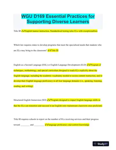 WGU Education Practice Exam With Answers (243 Solved Questions) - Page 1 preview image