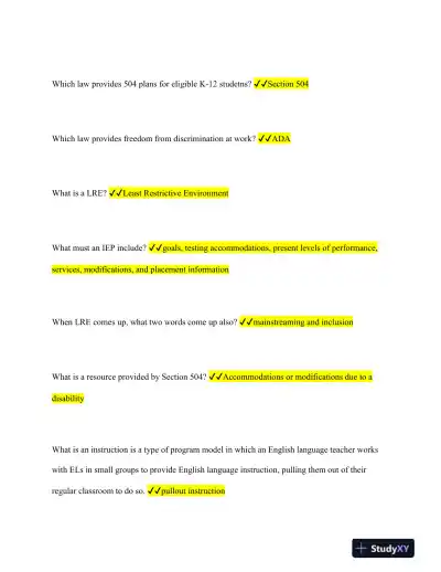 WGU Education Practice Exam With Answers (243 Solved Questions) - Page 4 preview image