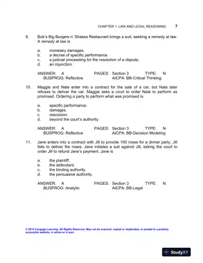 Test Bank For The Legal Environment Of Business: Text And Cases, 9th Edition - Page 10 preview image
