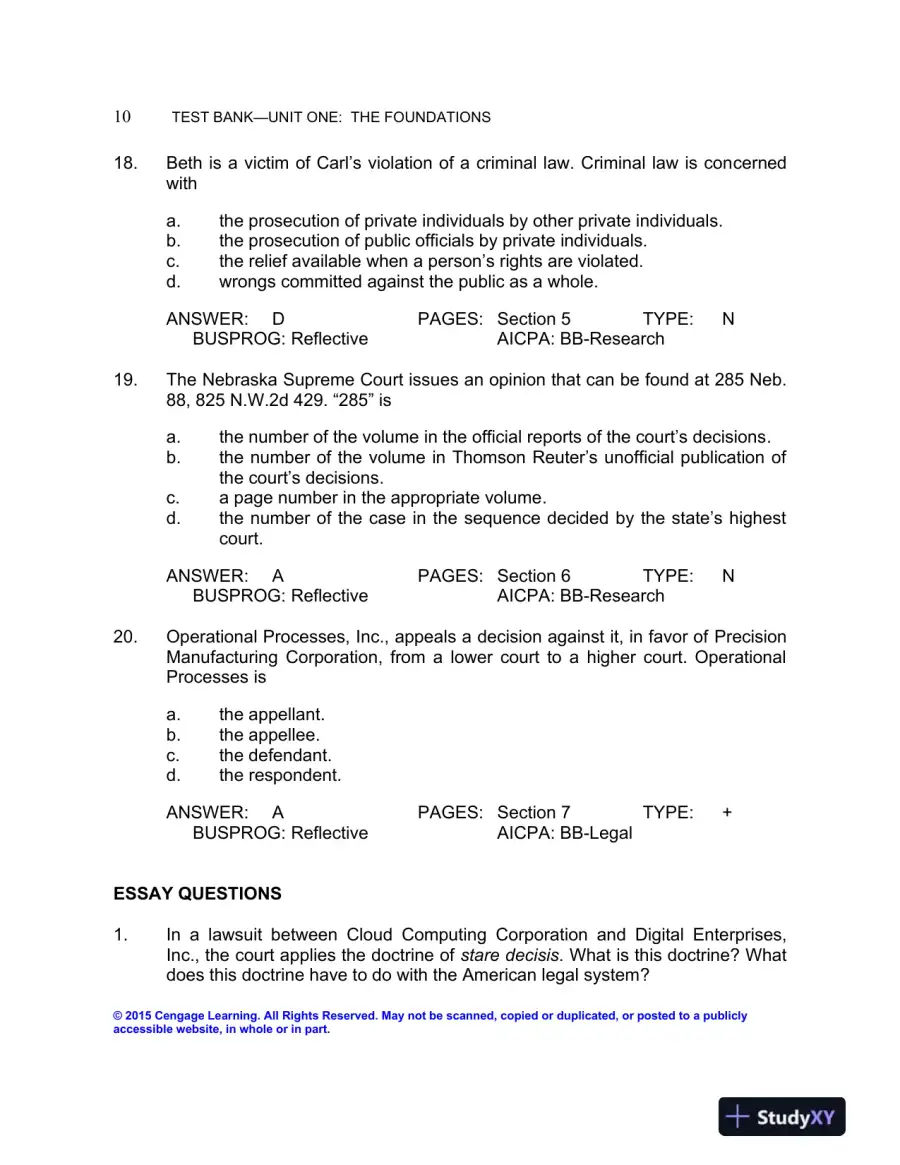 Test Bank For The Legal Environment Of Business: Text And Cases, 9th Edition, page 13