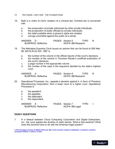 Test Bank For The Legal Environment Of Business: Text And Cases, 9th Edition - Page 13 preview image
