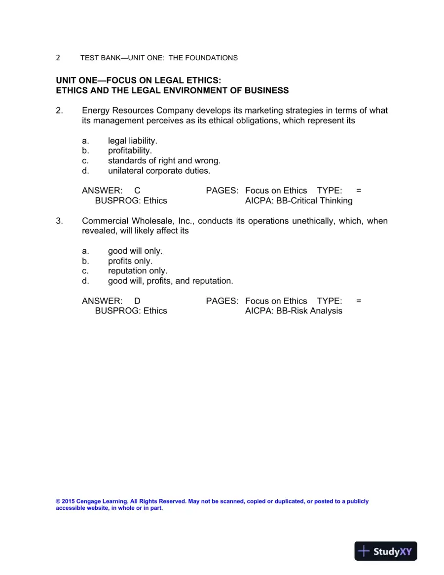Test Bank For The Legal Environment Of Business: Text And Cases, 9th Edition, page 16