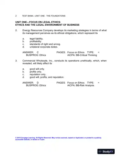 Test Bank For The Legal Environment Of Business: Text And Cases, 9th Edition - Page 16 preview image