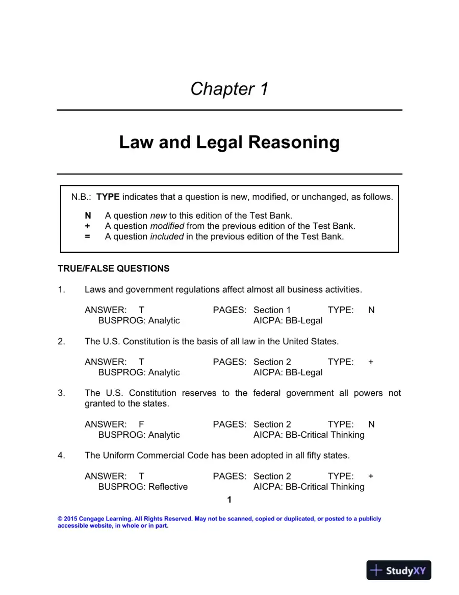Test Bank For The Legal Environment Of Business: Text And Cases, 9th Edition, page 4