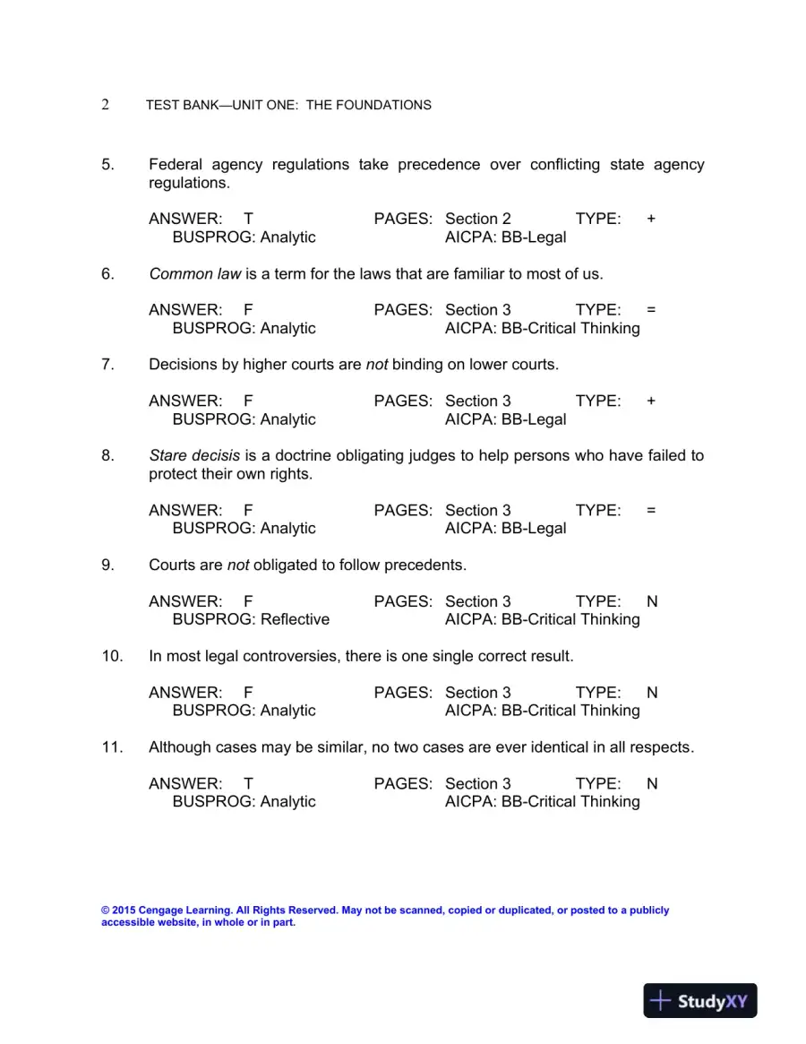 Test Bank For The Legal Environment Of Business: Text And Cases, 9th Edition, page 5