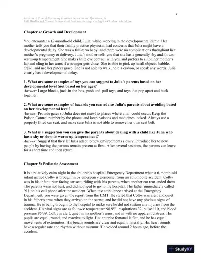 Solution Manual for Principles of Pediatric Nursing Caring for Children, 6th Edition - Page 8 preview image