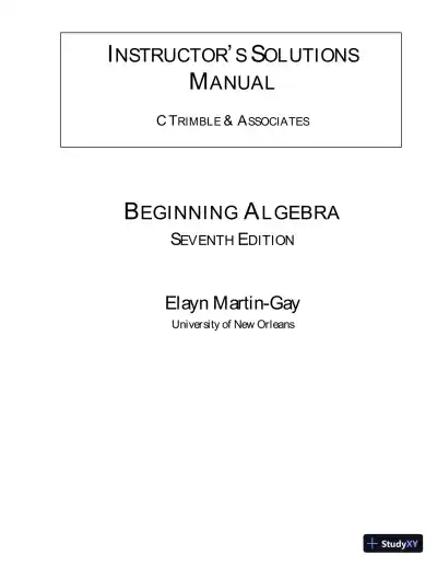 Solution Manual for Beginning Algebra, 7th Edition - Page 1 preview image