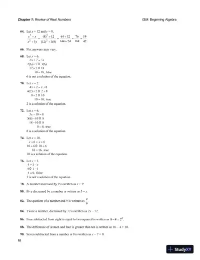 Solution Manual for Beginning Algebra, 7th Edition - Page 13 preview image