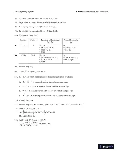 Solution Manual for Beginning Algebra, 7th Edition - Page 14 preview image