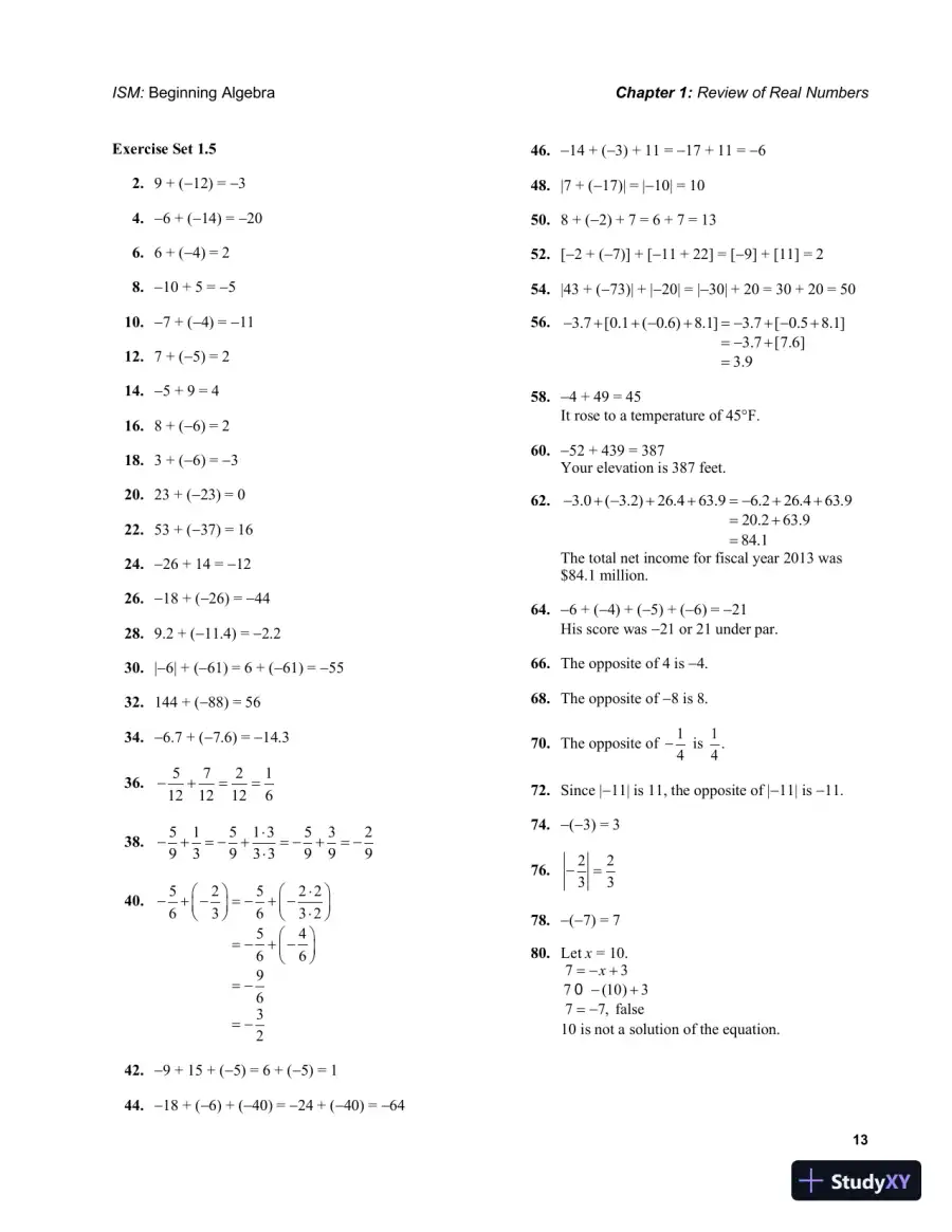 Solution Manual for Beginning Algebra, 7th Edition, page 16