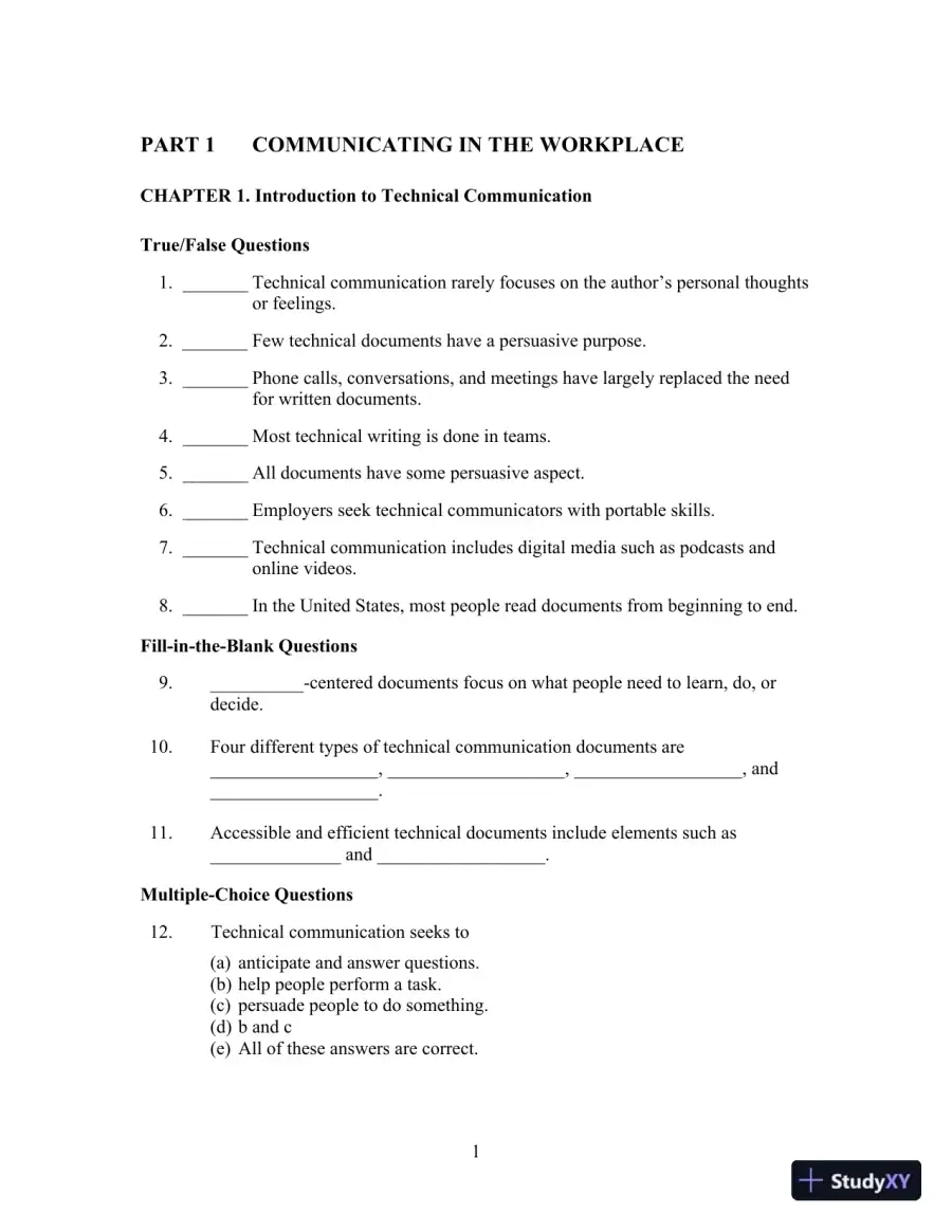 Technical Communication, 14th Edition Test Bank, page 5