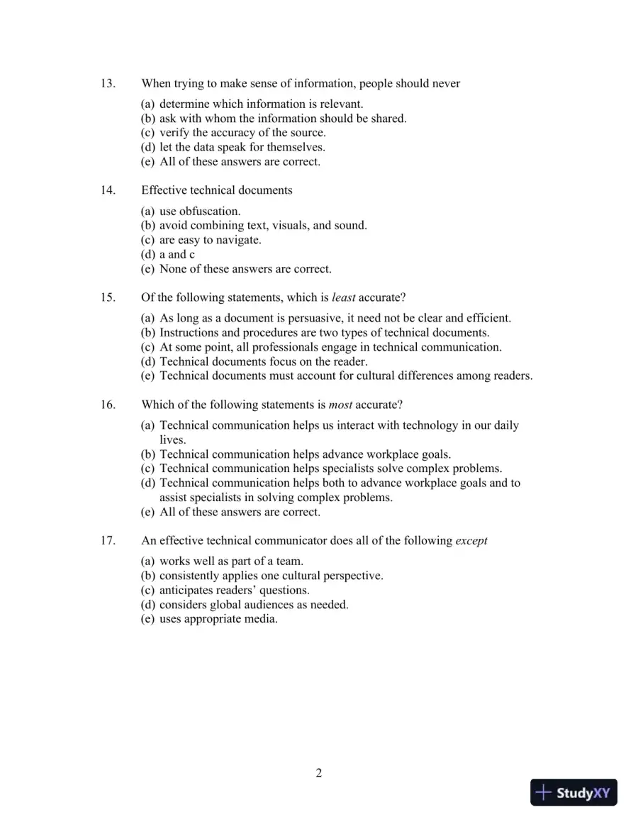Technical Communication, 14th Edition Test Bank, page 6