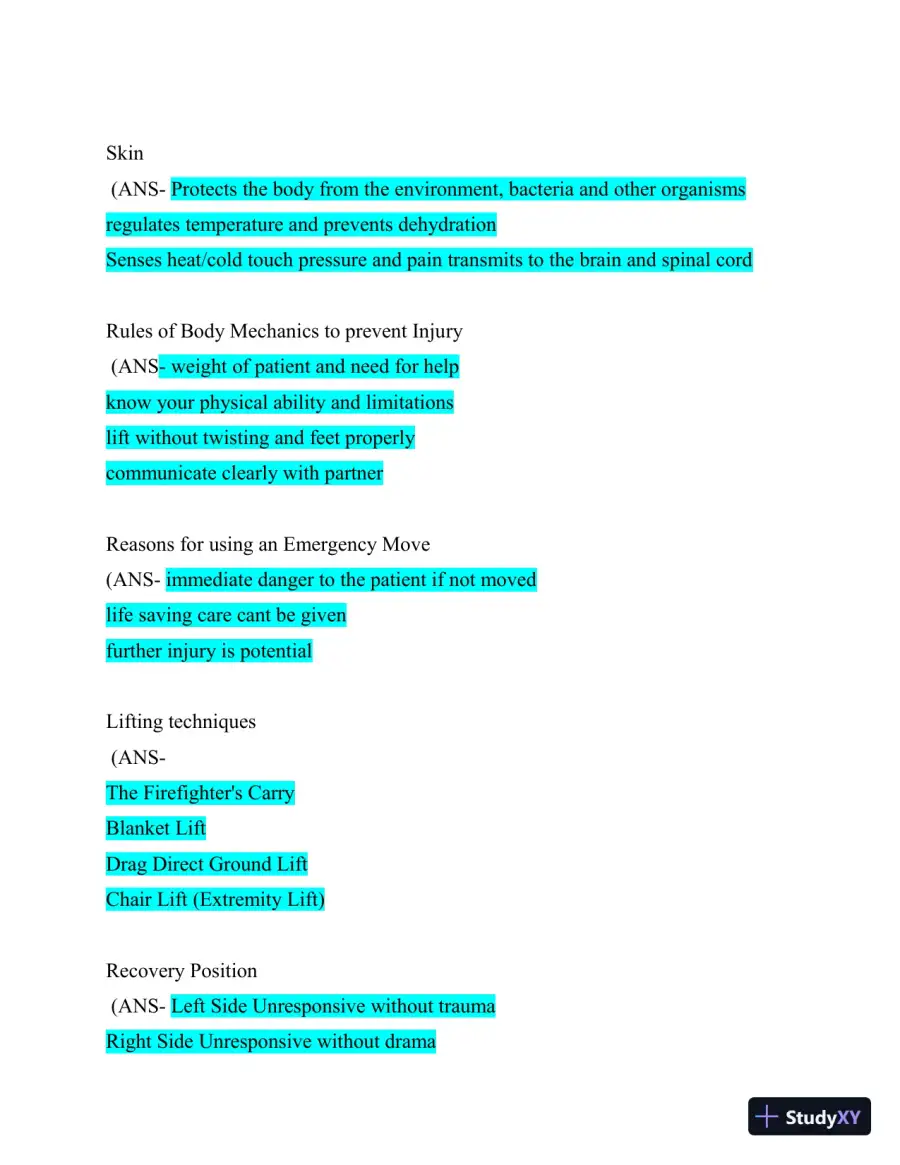 EMR Final Exam Review with Answers (104 Solved Questions), page 5
