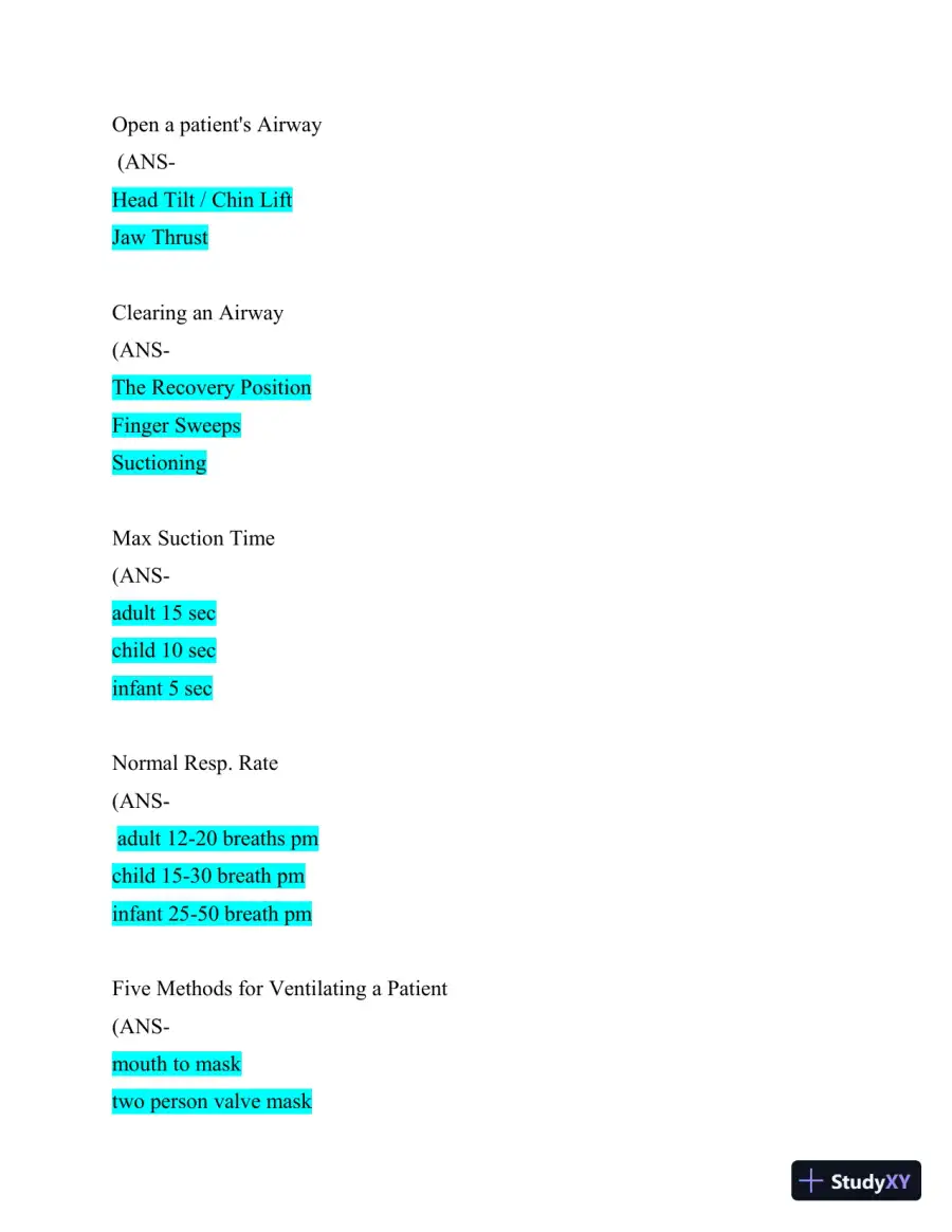 EMR Final Exam Review with Answers (104 Solved Questions), page 7