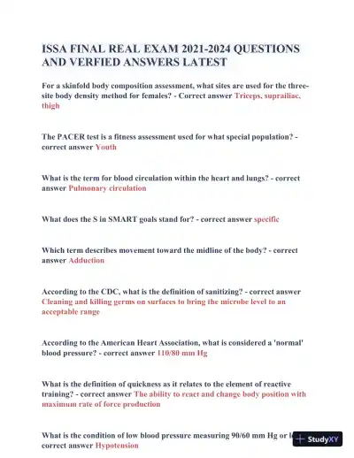 2021-2024 ISSA Final Real Exam with Answers (177 Solved Questions) - Page 1 preview image