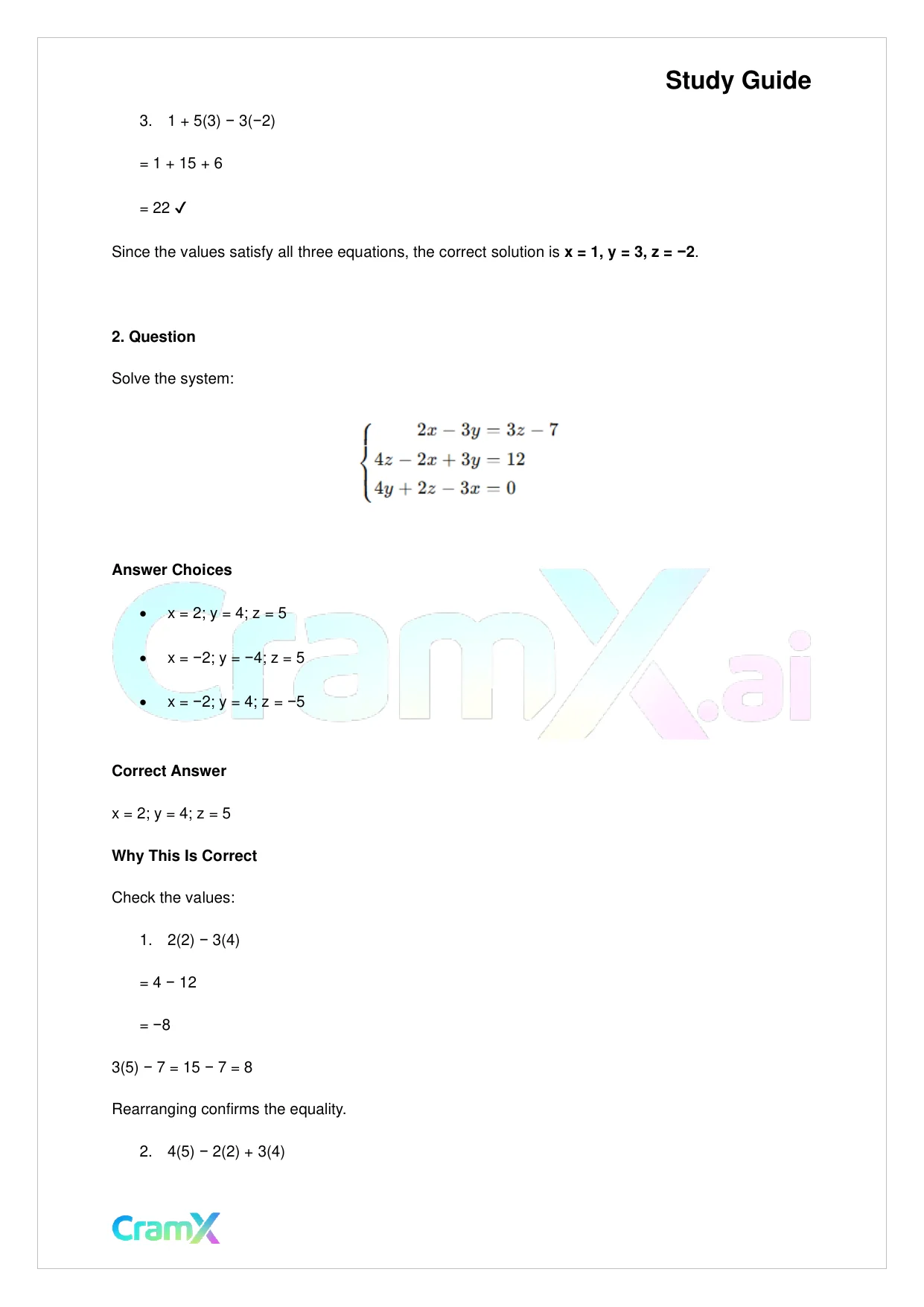 Algebra II - Linear Equations in Three Variables - Page 2 preview image