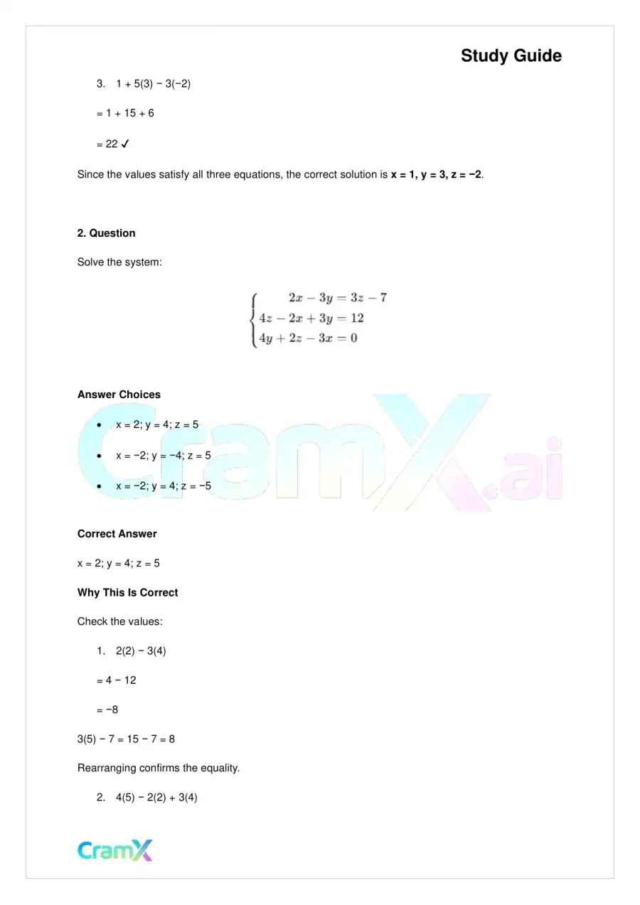 Algebra II - Linear Equations in Three Variables, page 2