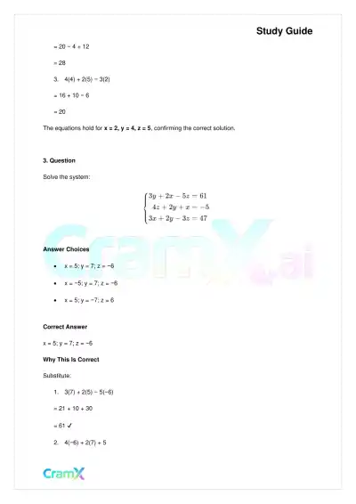 Algebra II - Linear Equations in Three Variables - Page 3 preview image