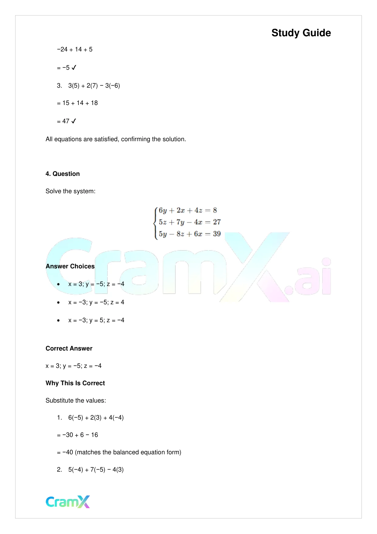Algebra II - Linear Equations in Three Variables - Page 4 preview image