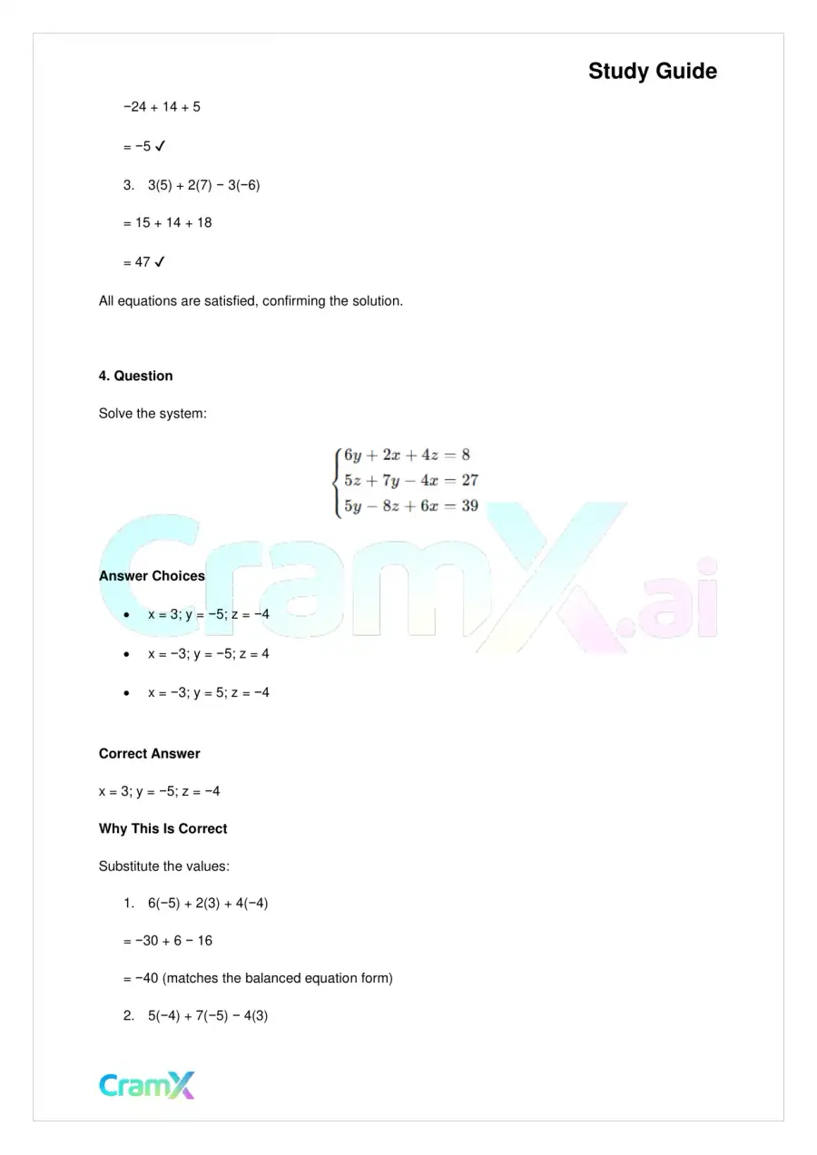 Algebra II - Linear Equations in Three Variables, page 4