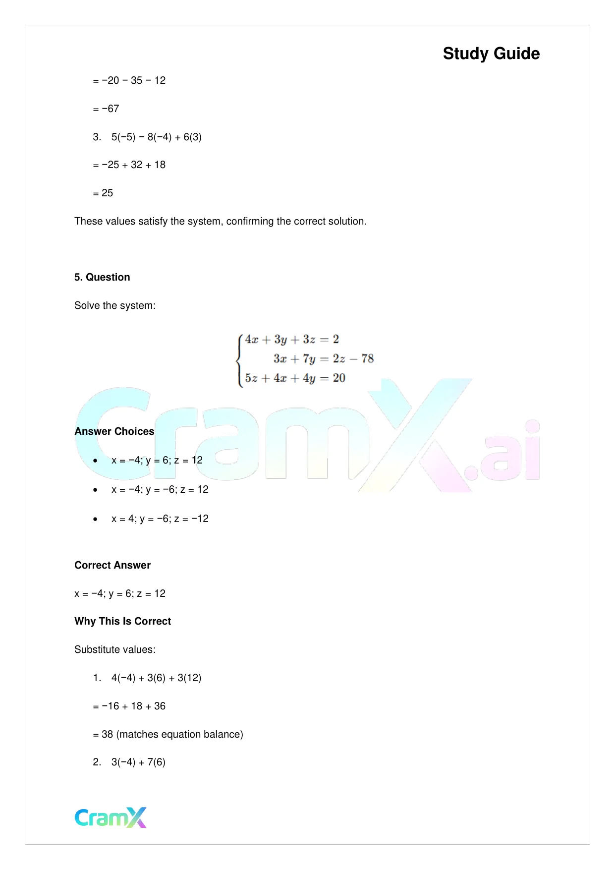 Algebra II - Linear Equations in Three Variables - Page 5 preview image