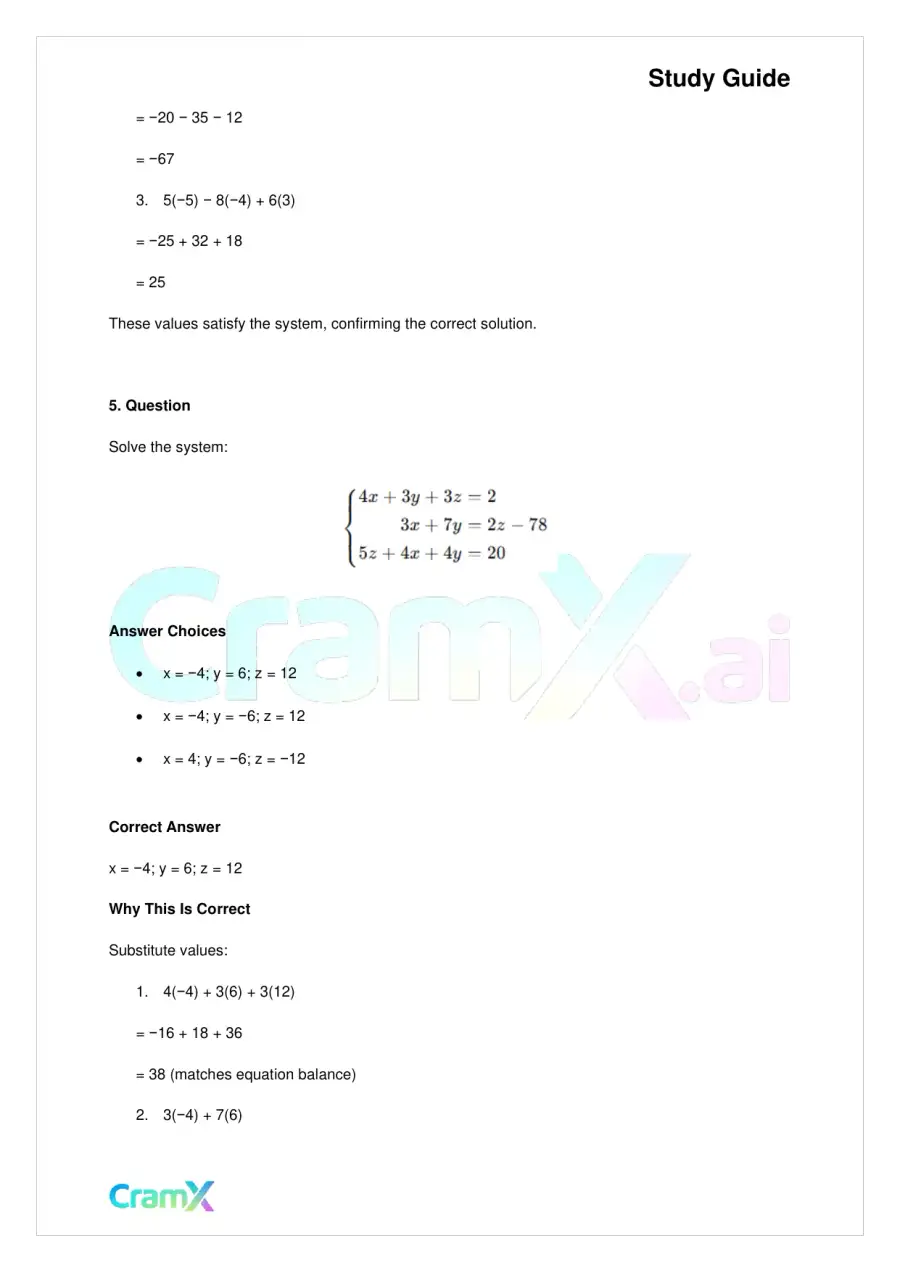 Algebra II - Linear Equations in Three Variables, page 5