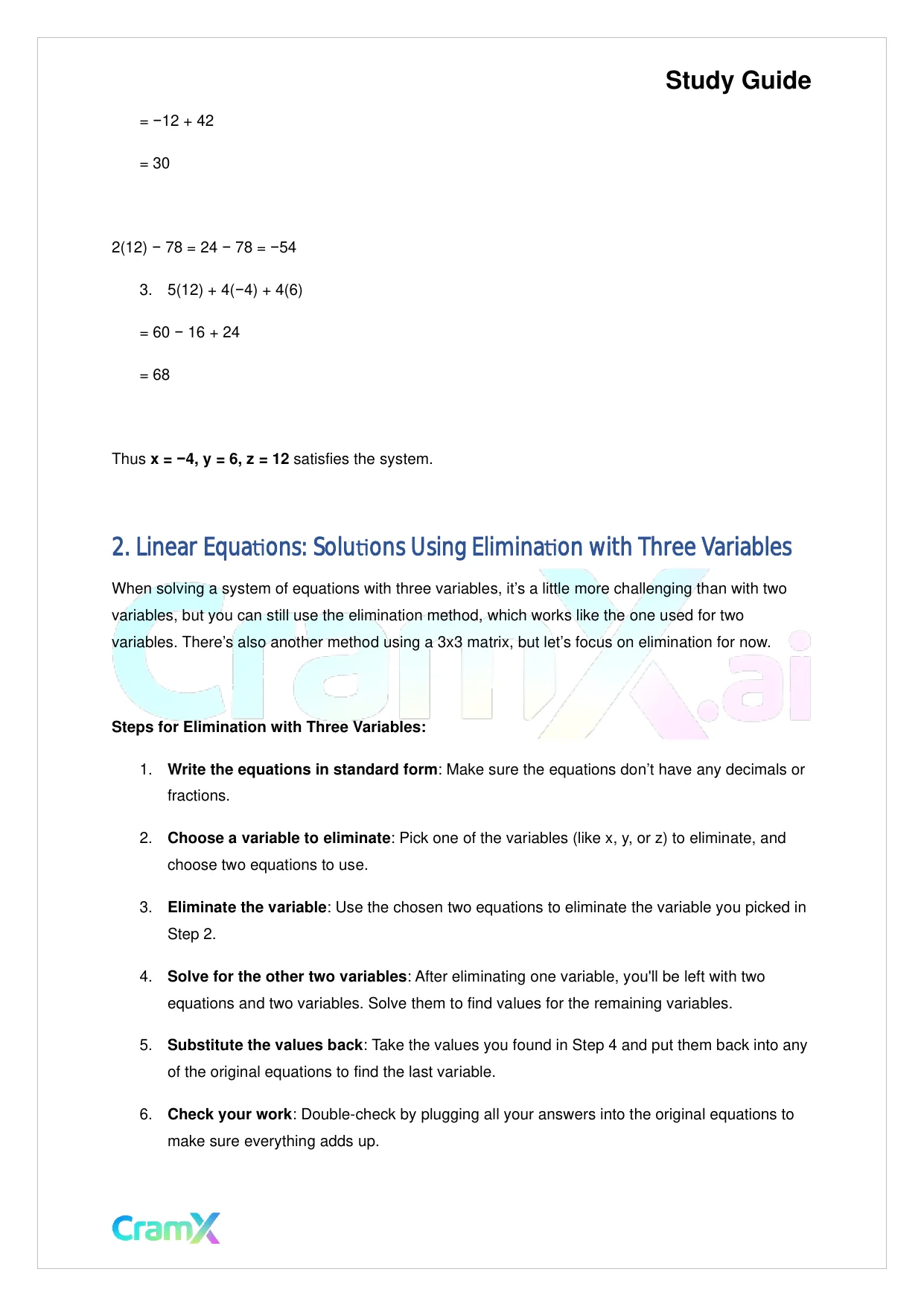 Algebra II - Linear Equations in Three Variables - Page 6 preview image