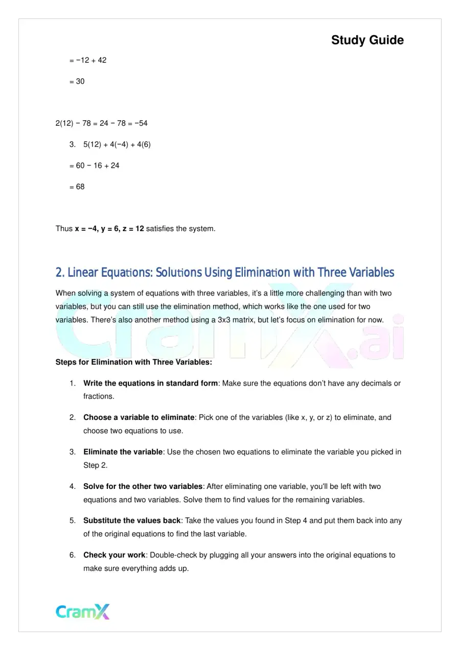 Algebra II - Linear Equations in Three Variables, page 6