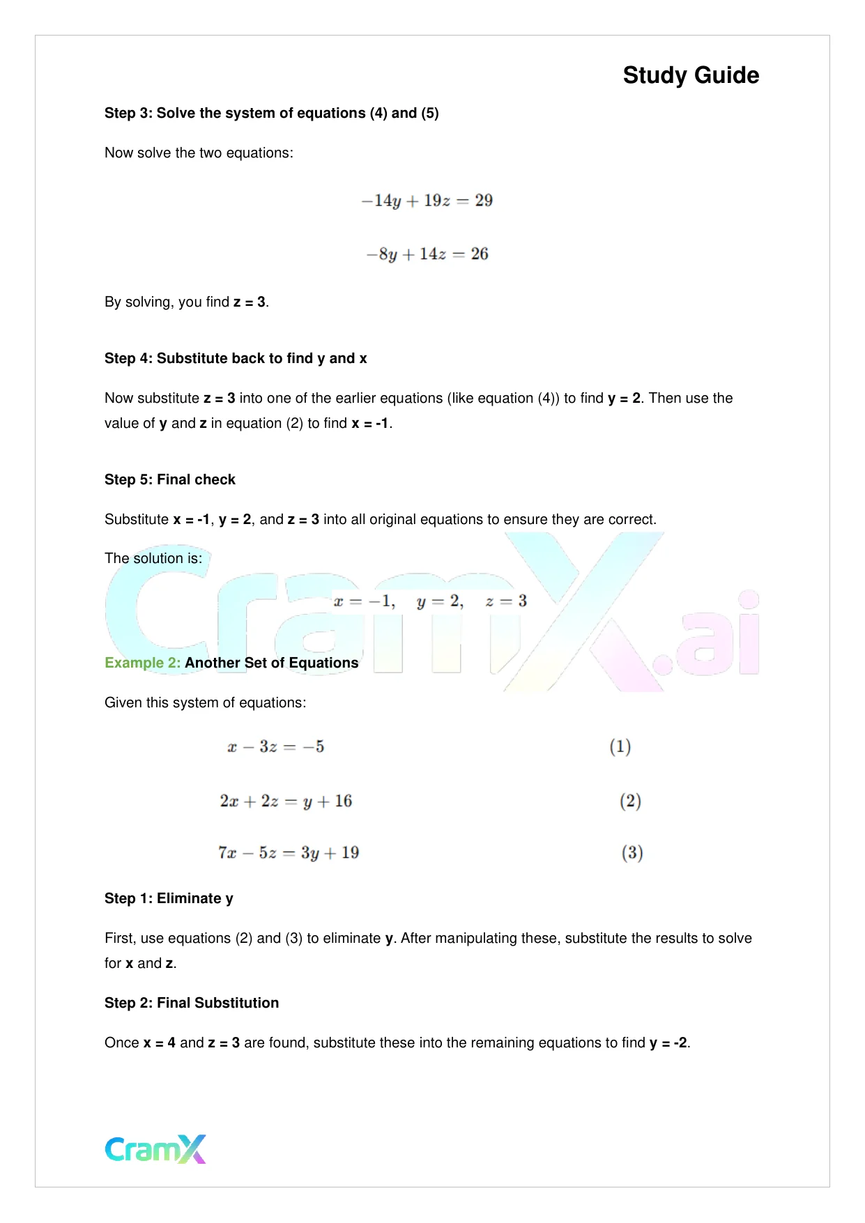 Algebra II - Linear Equations in Three Variables - Page 8 preview image