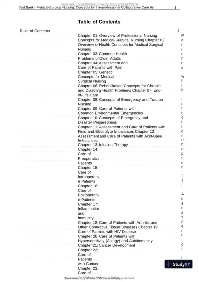 Test Bank for Medical-Surgical Nursing: Concepts for Interprofessional Collaborative Care, 9th Edition (Chapters 1-74) - Page 1 preview image