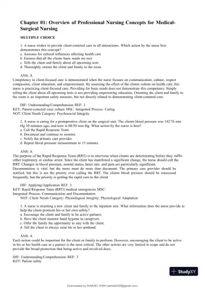 Test Bank for Medical-Surgical Nursing: Concepts for Interprofessional Collaborative Care, 9th Edition (Chapters 1-74) - Page 6 preview image