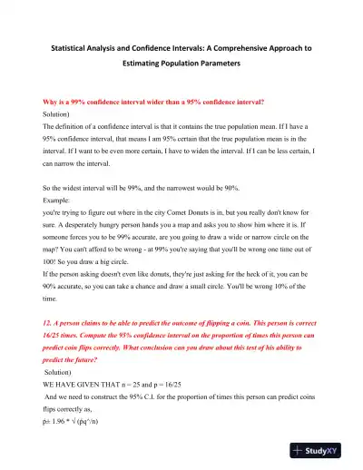 Statistical Analysis and Confidence Intervals: A Comprehensive Approach to Estimating Population Parameters - Page 1 preview image