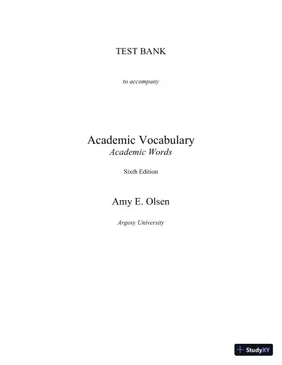 Test Bank for Academic Vocabulary: Academic Words , 6th Edition - Page 1 preview image