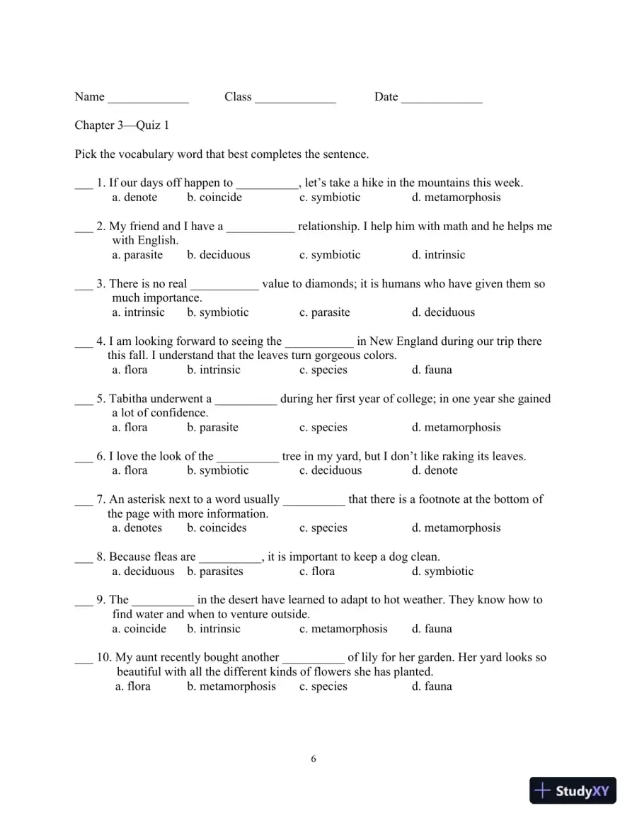 Test Bank for Academic Vocabulary: Academic Words , 6th Edition, page 10