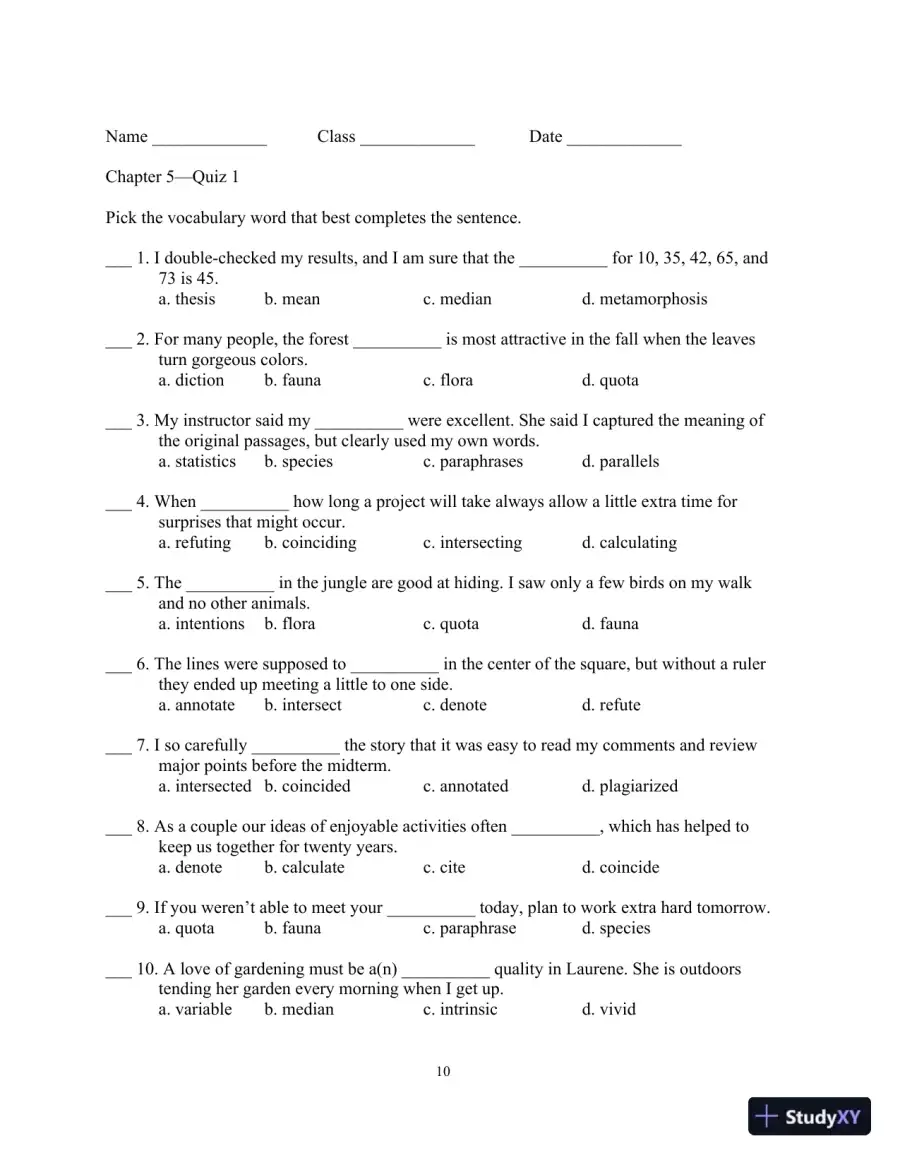Test Bank for Academic Vocabulary: Academic Words , 6th Edition, page 14