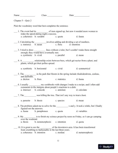 Test Bank for Academic Vocabulary: Academic Words , 6th Edition - Page 16 preview image