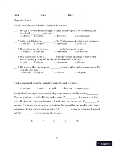 Test Bank for Academic Vocabulary: Academic Words , 6th Edition - Page 22 preview image