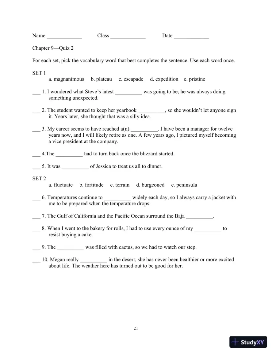 Test Bank for Academic Vocabulary: Academic Words , 6th Edition, page 25