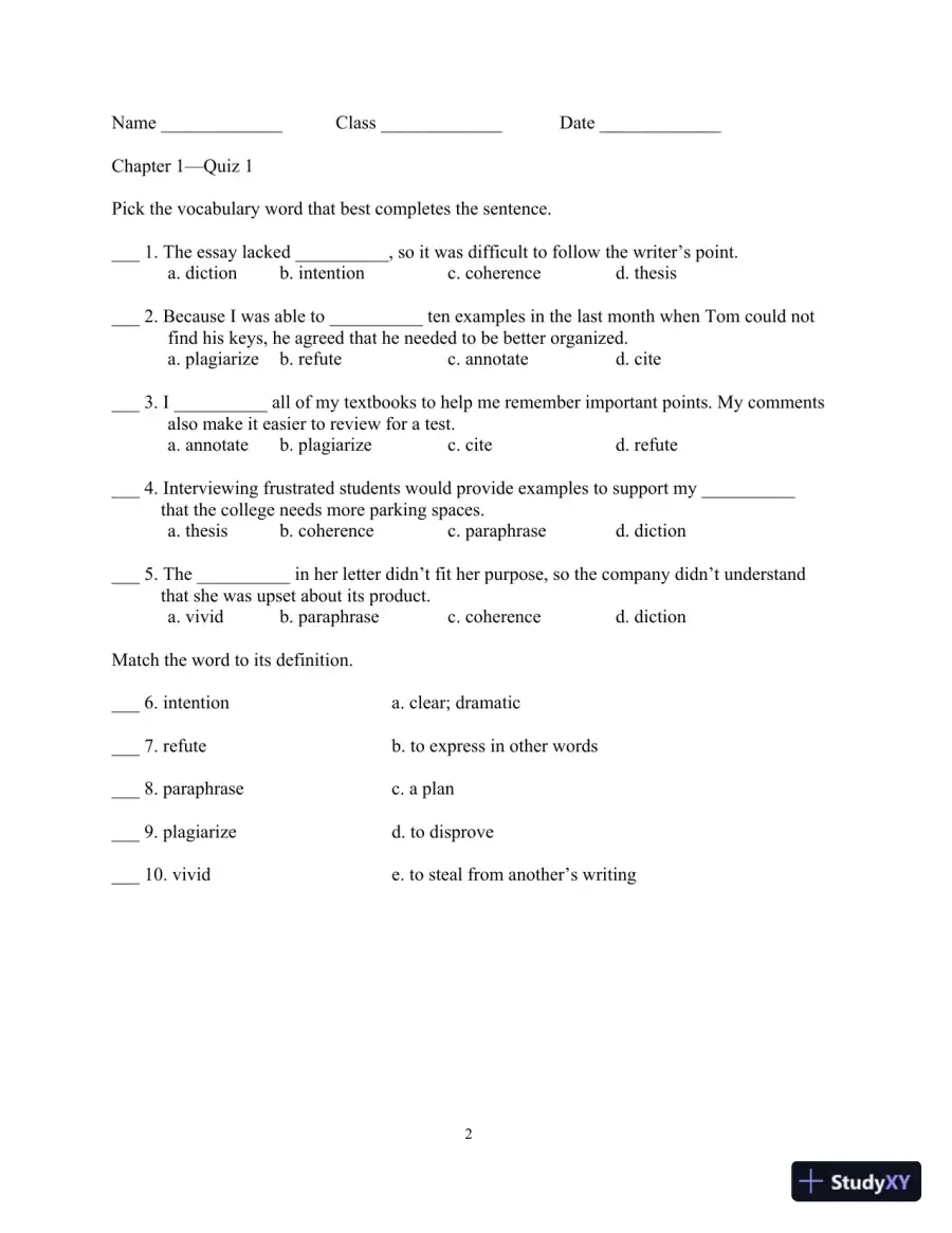 Test Bank for Academic Vocabulary: Academic Words , 6th Edition, page 6