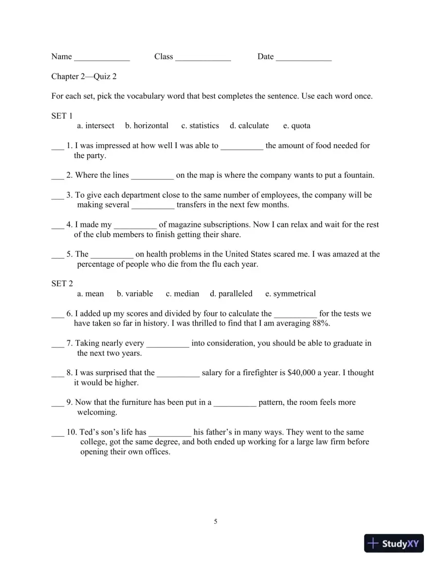 Test Bank for Academic Vocabulary: Academic Words , 6th Edition, page 9