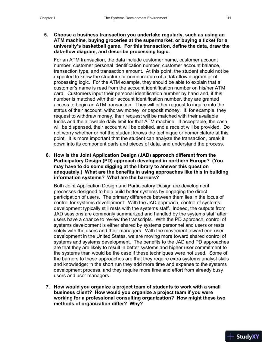 Solution Manual for Essentials of System Analysis and Design, 4th Edition, page 12