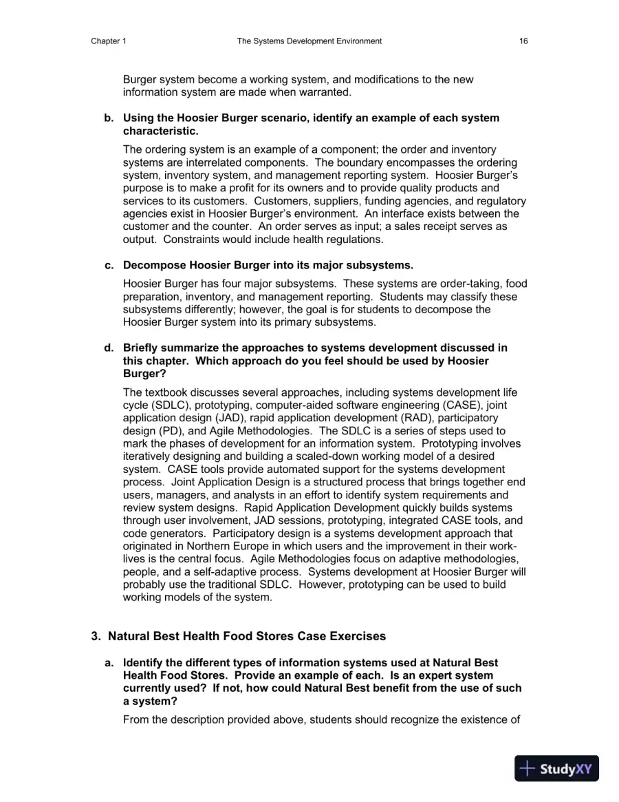 Solution Manual for Essentials of System Analysis and Design, 4th Edition, page 17