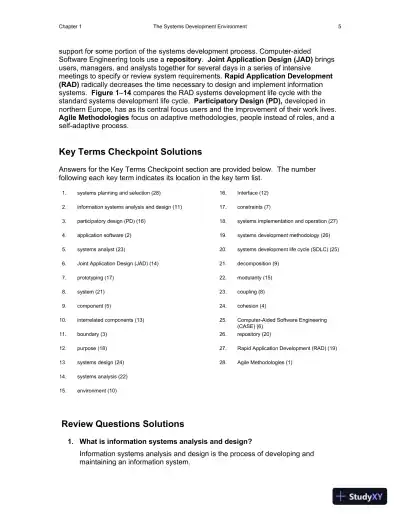 Solution Manual for Essentials of System Analysis and Design, 4th Edition - Page 6 preview image