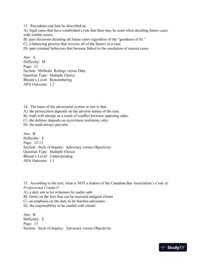 forensic and Legal Psychology Canadian Edition Test Bank - Page 10 preview image