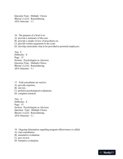 forensic and Legal Psychology Canadian Edition Test Bank - Page 11 preview image